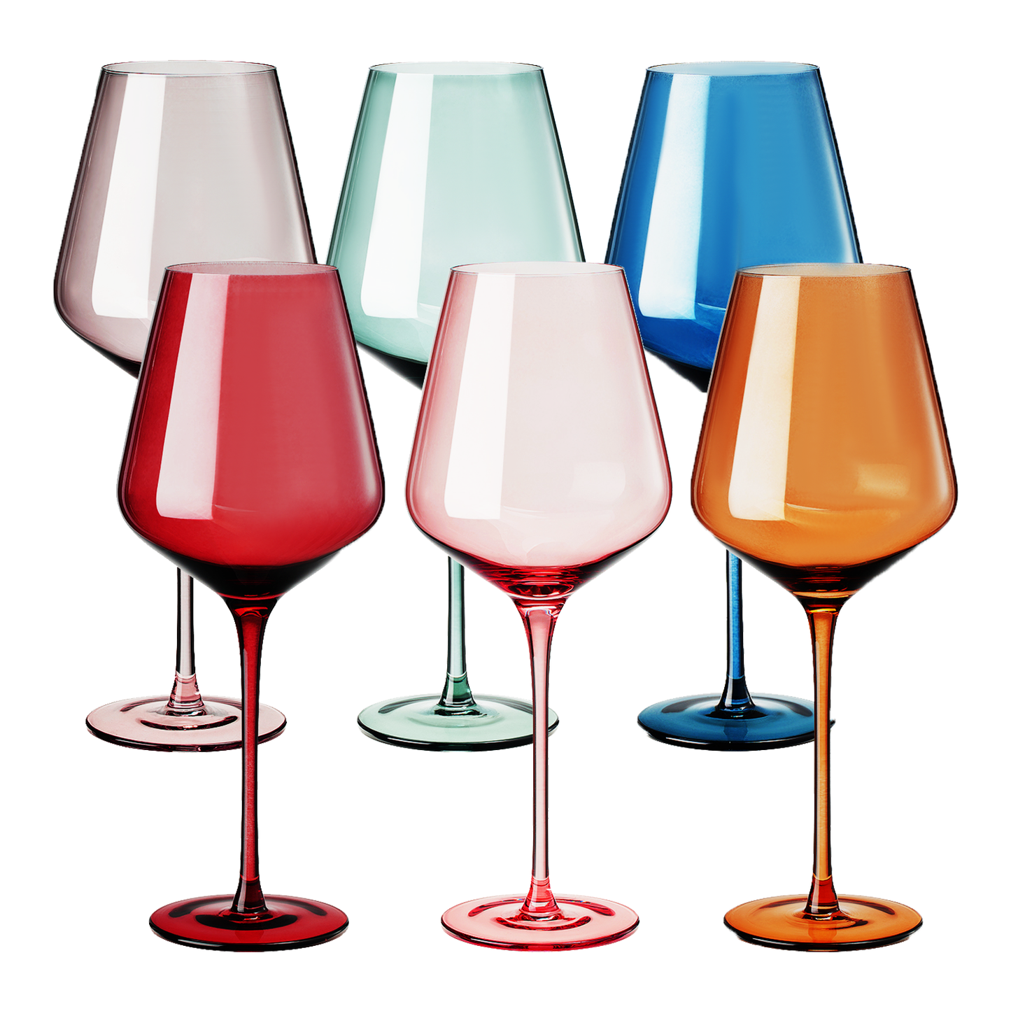 The Wine Savant /  Khen Glassware - Colored Crystal Wine Glasses Set of 6, Large 18oz Glassware