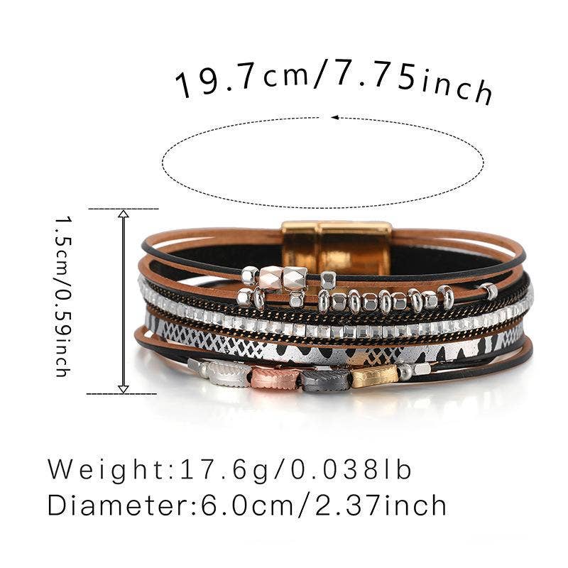 Mio Queena - Bohemian Style Leather Multi-Layer Bracelet Bangle - BJ/LB: 1