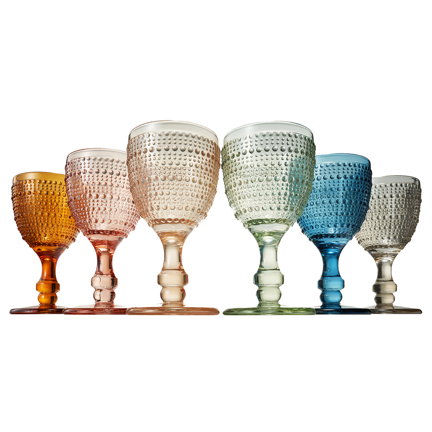 The Wine Savant /  Khen Glassware - Beaded Goblet Wine Drinking Glasses Set | Set of 6 | 14.8 OZ
