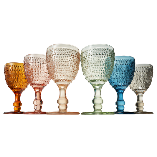The Wine Savant /  Khen Glassware - Beaded Goblet Wine Drinking Glasses Set | Set of 6 | 14.8 OZ
