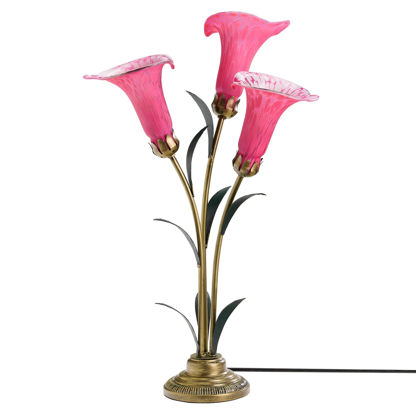 River of Goods - 23.5"H Fuchsia 3 Shade Handblown Glass Calla Lily Table Lamp