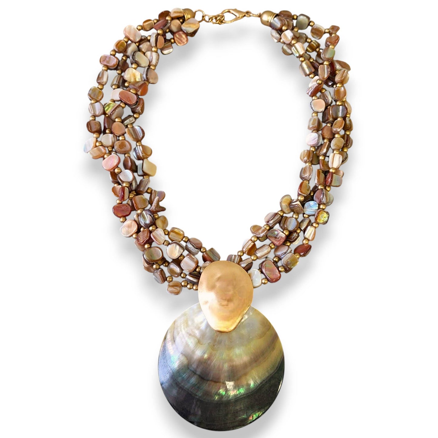 Bijoux Envie Statement Jewelry - Mother of Pearl Shell Necklace | Handmade Statement Jewelry