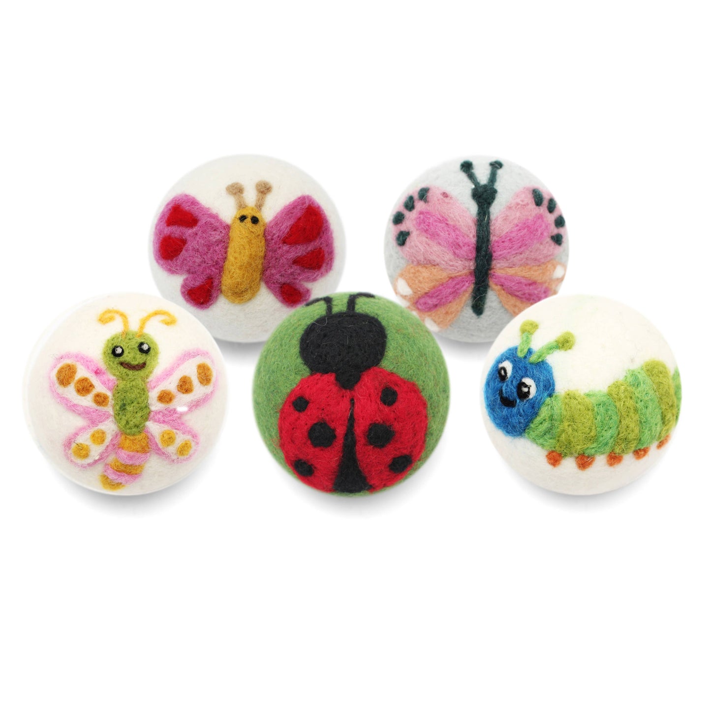 Ethical Global - Bugs: (Butterfly's, Lady Bug) Wool Dryer Balls : Multicolor Butterfly