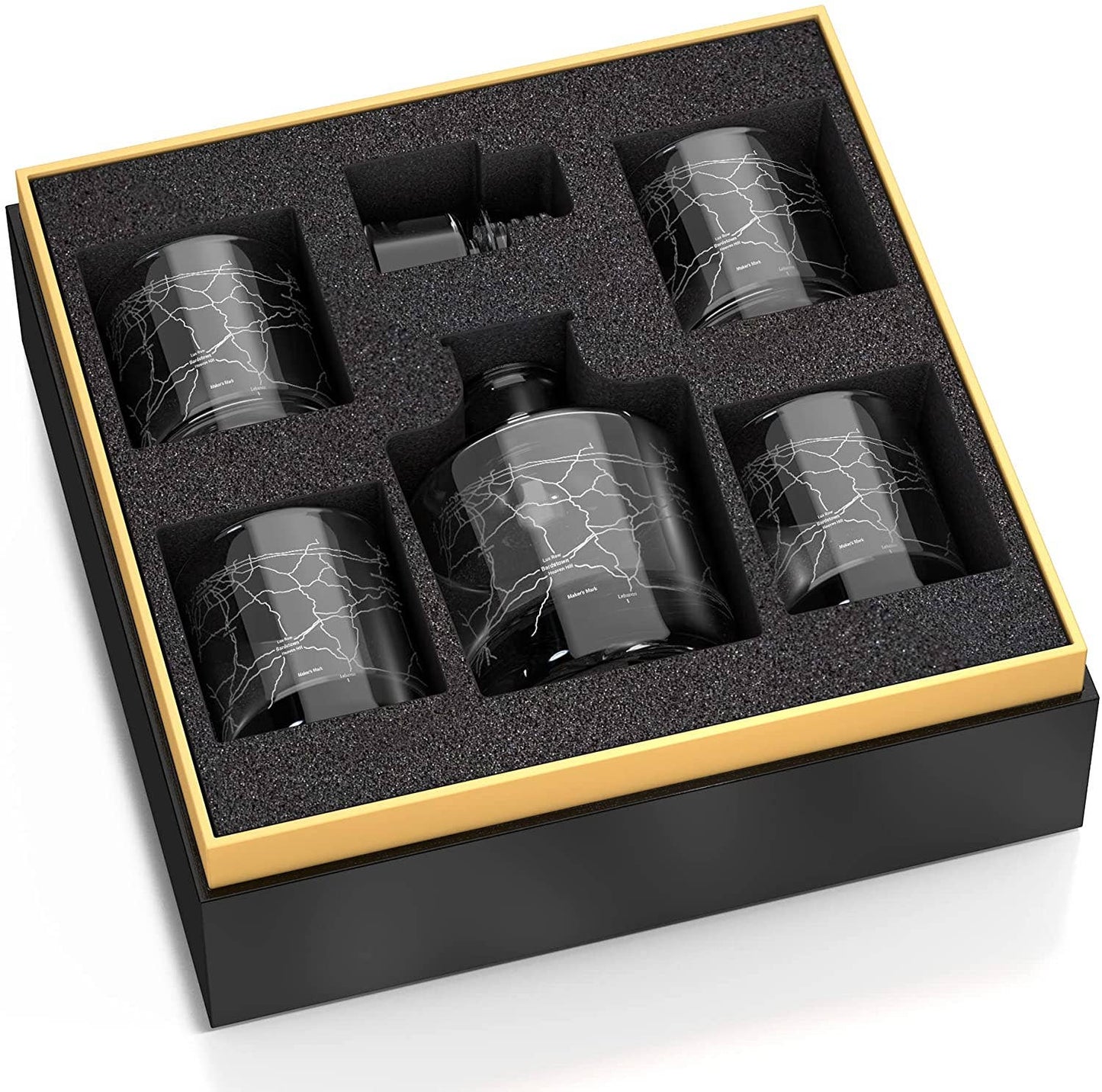 Old Southern Brass - Kentucky Bourbon Trail Decanter Whiskey Glass Gift Set