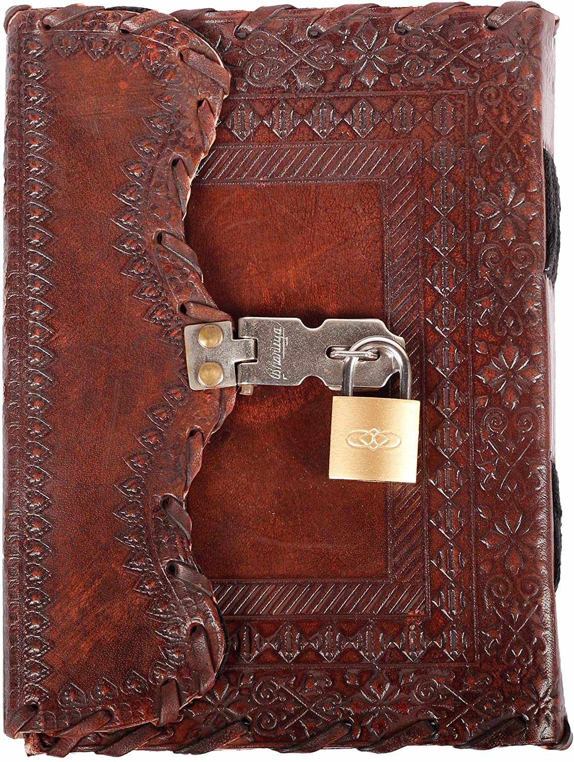 Tuzech Leather - TUZECH Leather Journal for Men and Women Leather Diary to Write Poems,Sketchbook, Record Keeping Notebook Personal Memoir with Lock and Key - Unlined 7 Inches: Brown