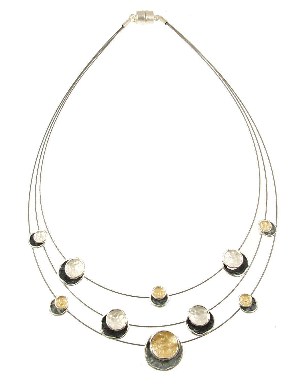 Origin Jewelry - 3-Strand, Layered Circle Necklace,: Multi-Colored