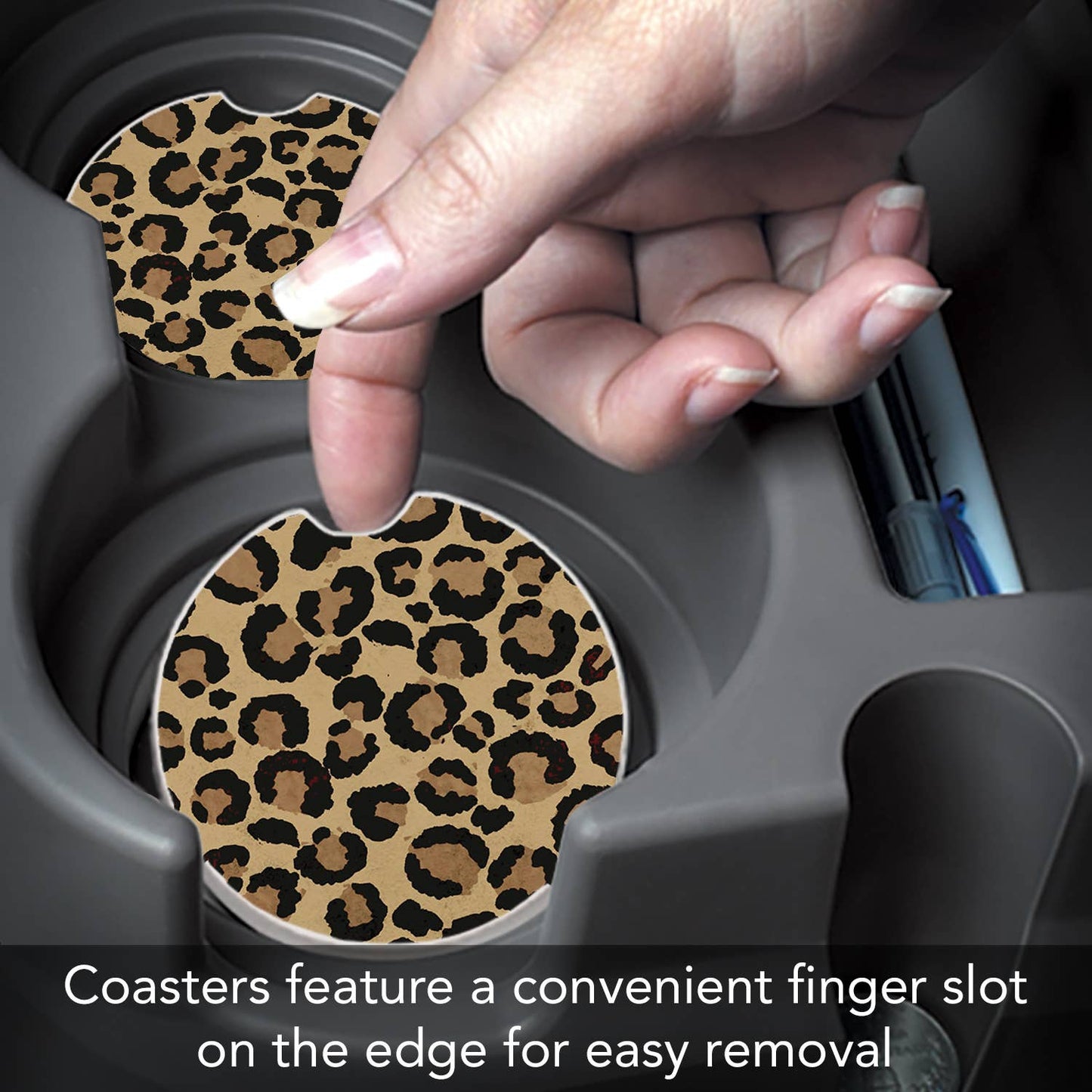 CounterArt/Highland Home/Thirstystone/CoasterStone - Leopard Print Bulk Stone Car Coaster-NO PACKAGING