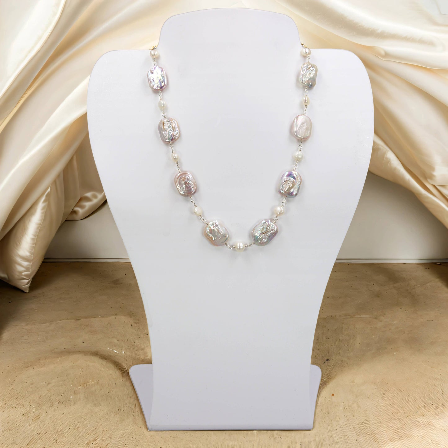 IST Jewelry - Square-Shaped Cultured Freshwater Pearl Necklace