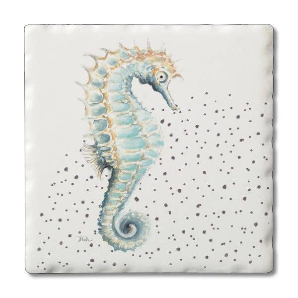 CounterArt/Highland Home/Thirstystone - Seahorse Single Absorbent Stone Tumbled Tile Coaster