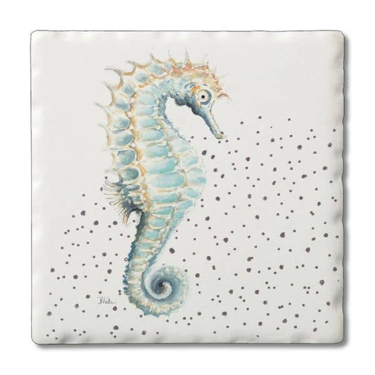 CounterArt/Highland Home/Thirstystone - Seahorse Single Absorbent Stone Tumbled Tile Coaster