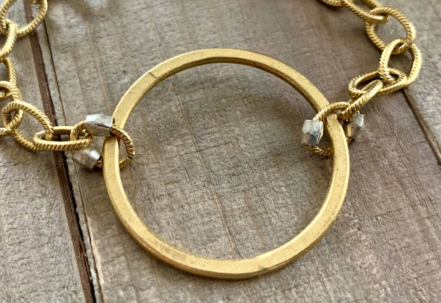 Nellie Pratt Artisan Jewelry - Good Genes- chain statement bracelet: Gold chain with gold circle