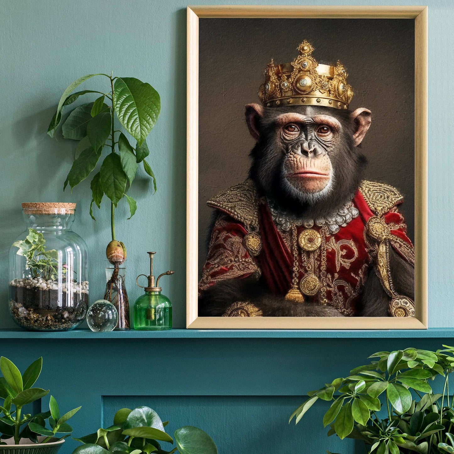 Ink & Drop - Chimpanzee Animal Portrait Print: 11 ¾ x 15 ¾ in | 30x40 cm / Matte