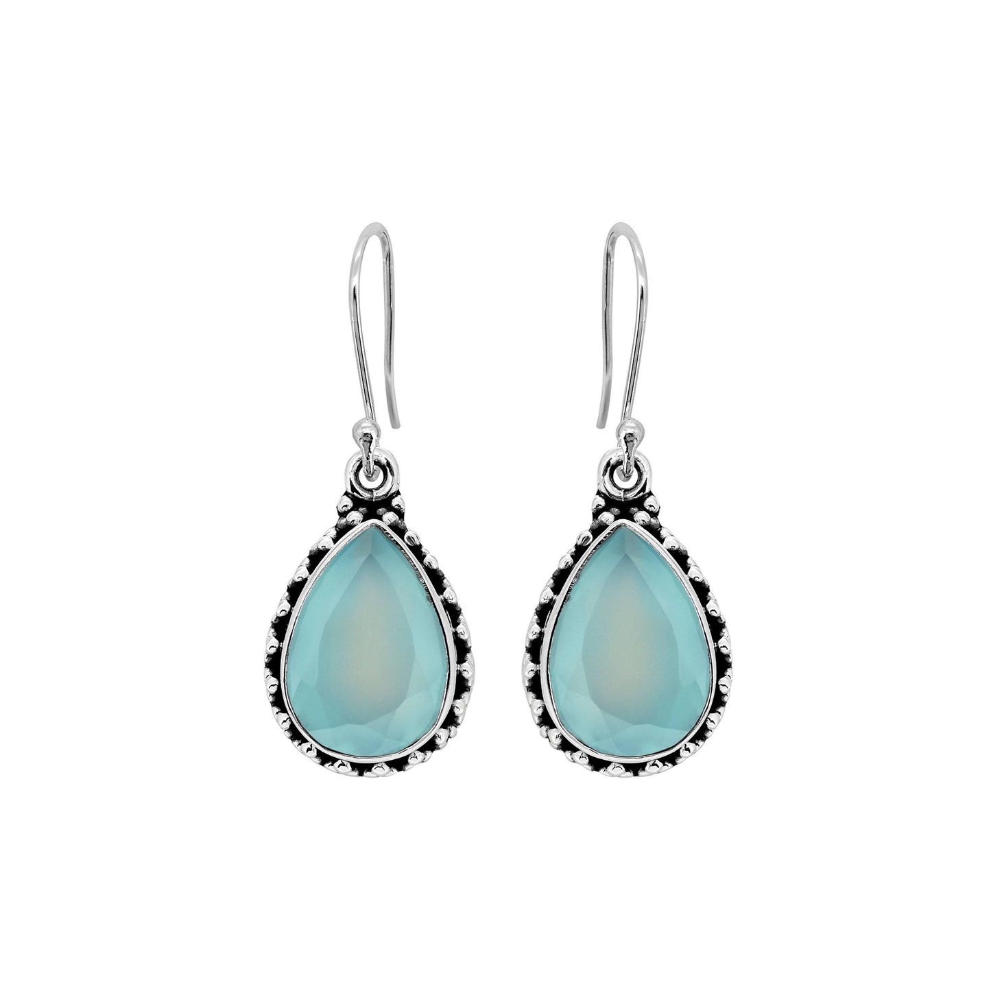 Tiramisu - 925 Silver Aqua Chalcedony Gemstone Earring