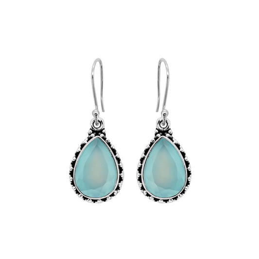 Tiramisu - 925 Silver Aqua Chalcedony Gemstone Earring