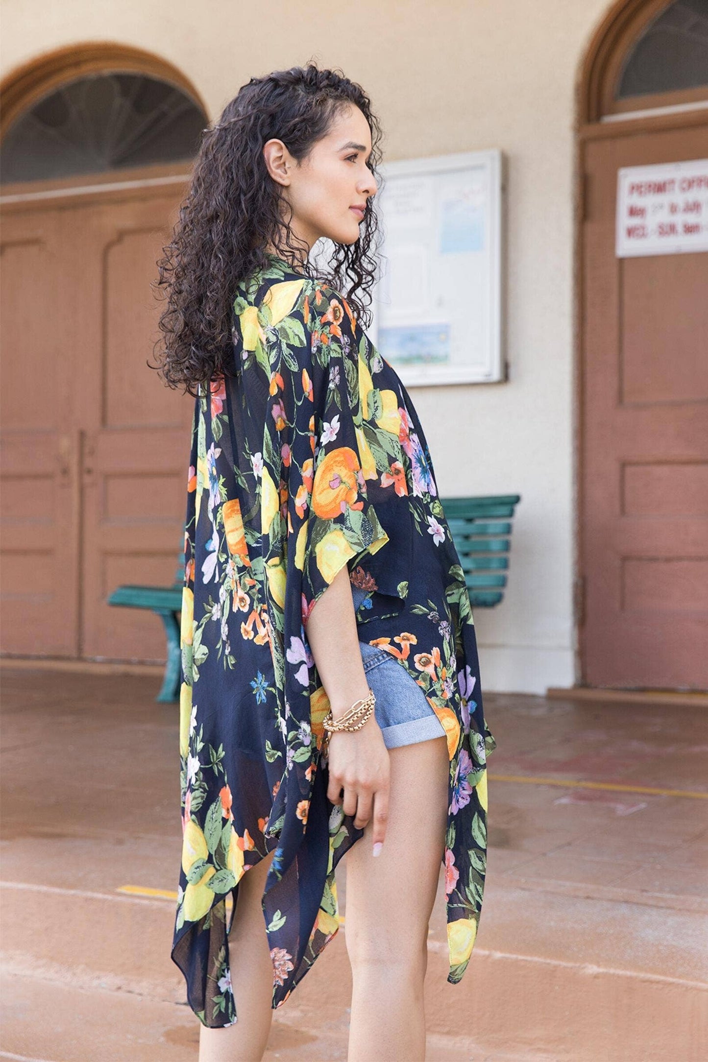 SAACHI - Citrus Garden Kimono: Aqua