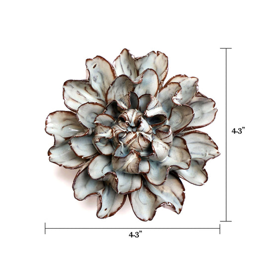 Chive - Japan Ceramic Flowers With Keyhole For Wall Hanging: Mint Chocolate Medium Flower