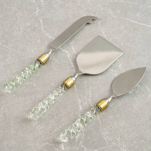 India Handicrafts Inc - Smoky Green Cheese Set/3