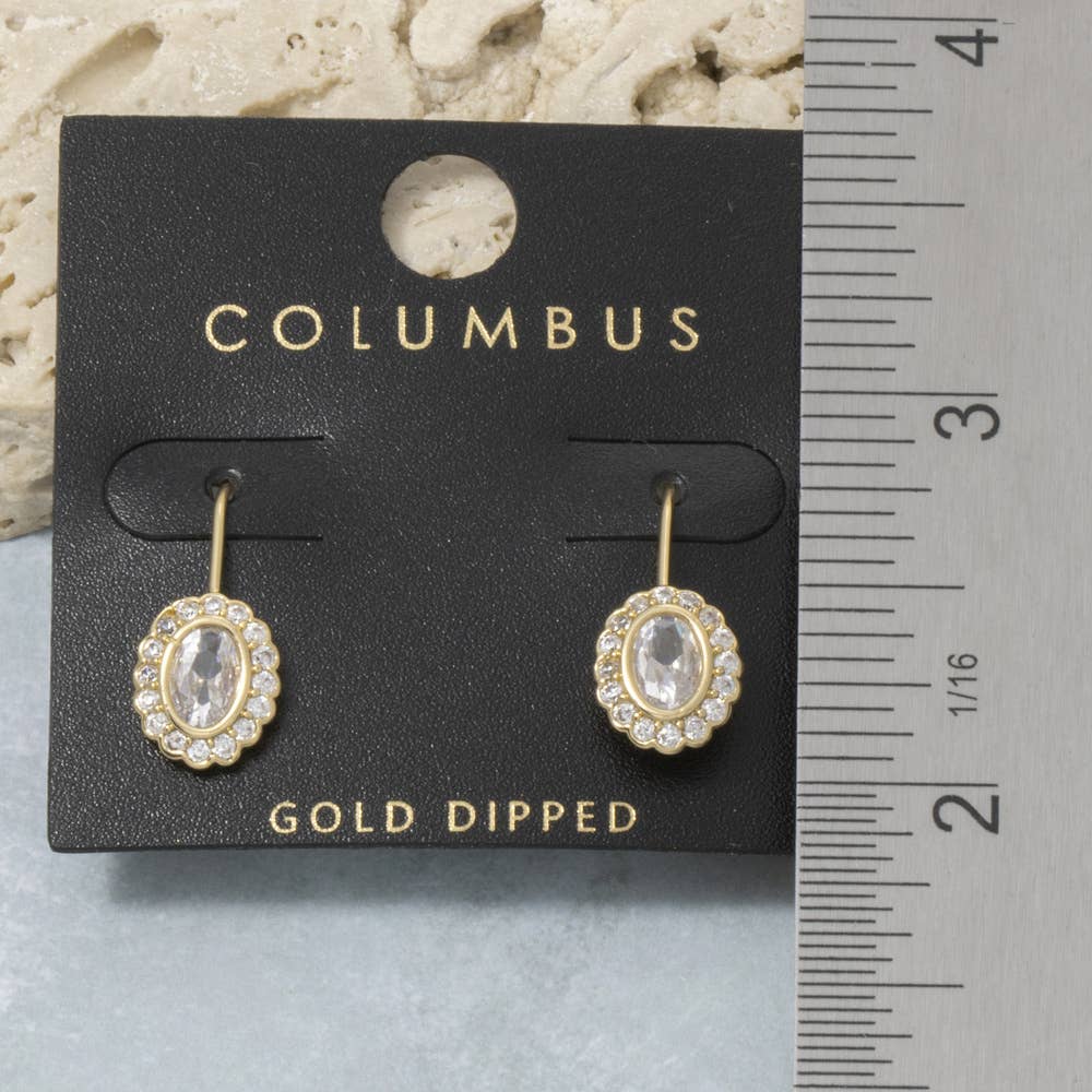 The Looks by Fame Accessories - Oval Cz Halo Drop Earrings: GOLD