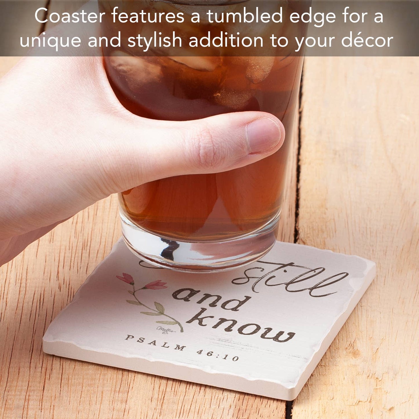 CounterArt/Highland Home/Thirstystone - Be Still & Know Single Absorbent Stone Tumbled Tile Coaster