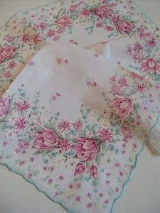 MOMENTS IN THYME - Air Castles Flapper Girl Keepsake Hankie Card: Aqua Floral