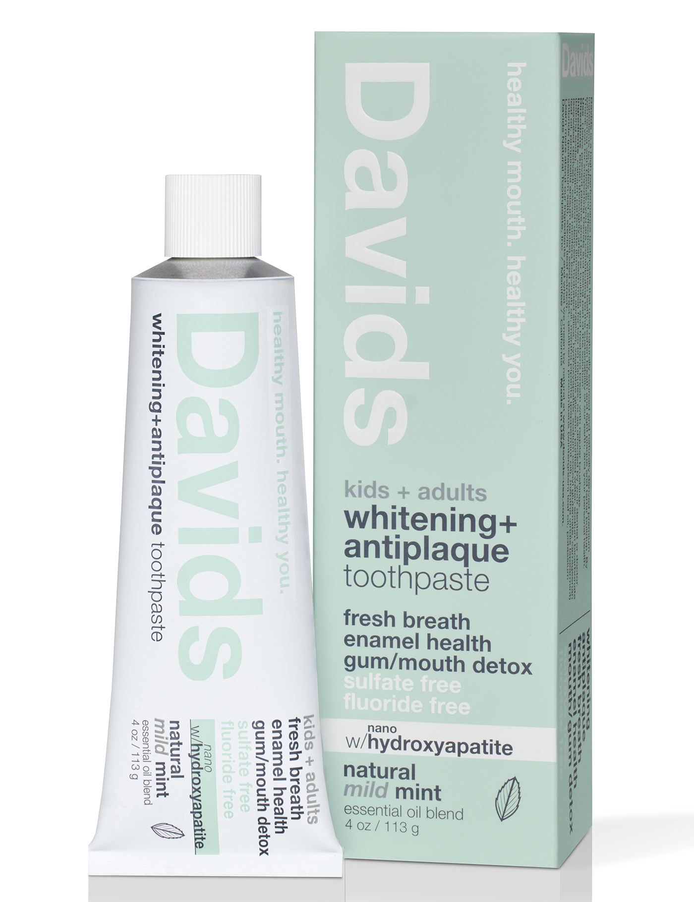 Davids Natural Toothpaste - Davids kids + adults nano-hydroxyapatite premium toothpaste  /  mild mint / 4 oz