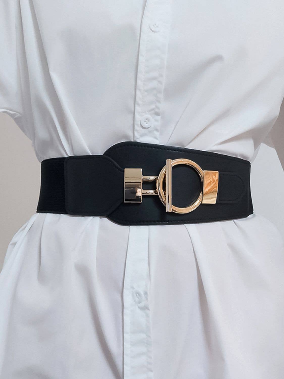 Kustom Kreations Goods - PU Elastic Wide Belt with Alloy Buckle: Black / One Size