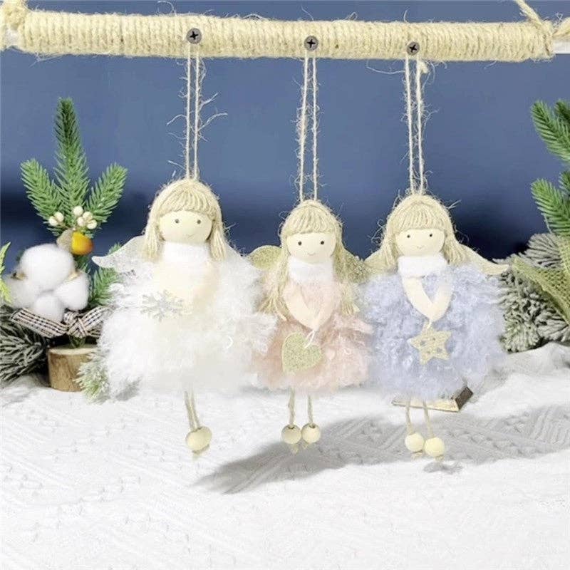 Ekartini - Christmas Plush Angel Girl Ornament: WHITE