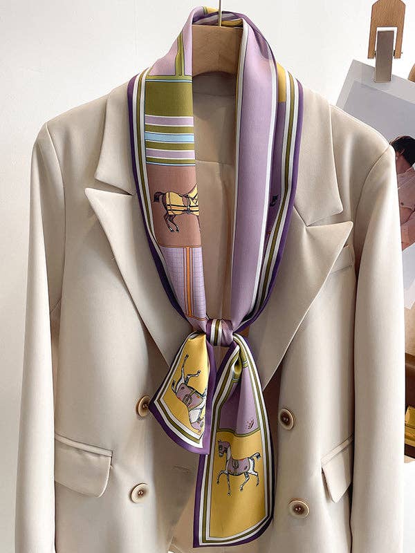 UZ Wholesale Store - Animal Printed Striped Scarf: BLUE / One_size