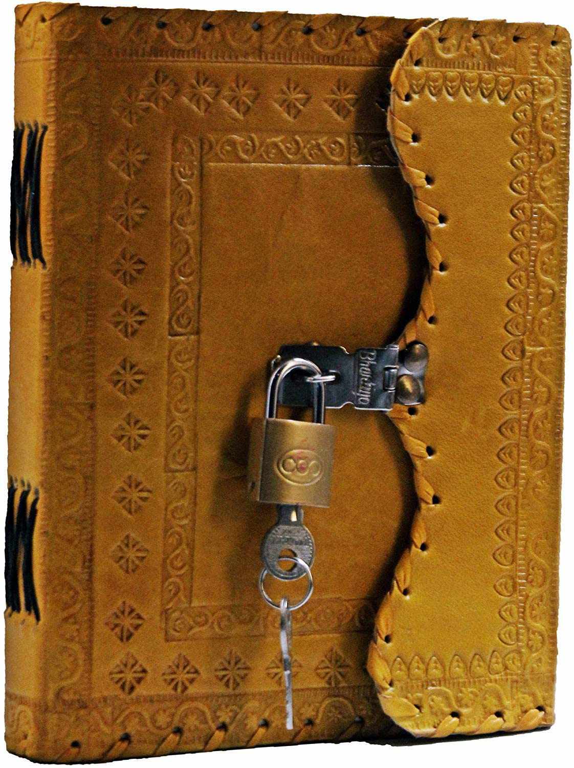 Tuzech Leather - TUZECH Leather Journal for Men and Women Leather Diary to Write Poems,Sketchbook, Record Keeping Notebook Personal Memoir with Lock and Key - Unlined 7 Inches: Brown