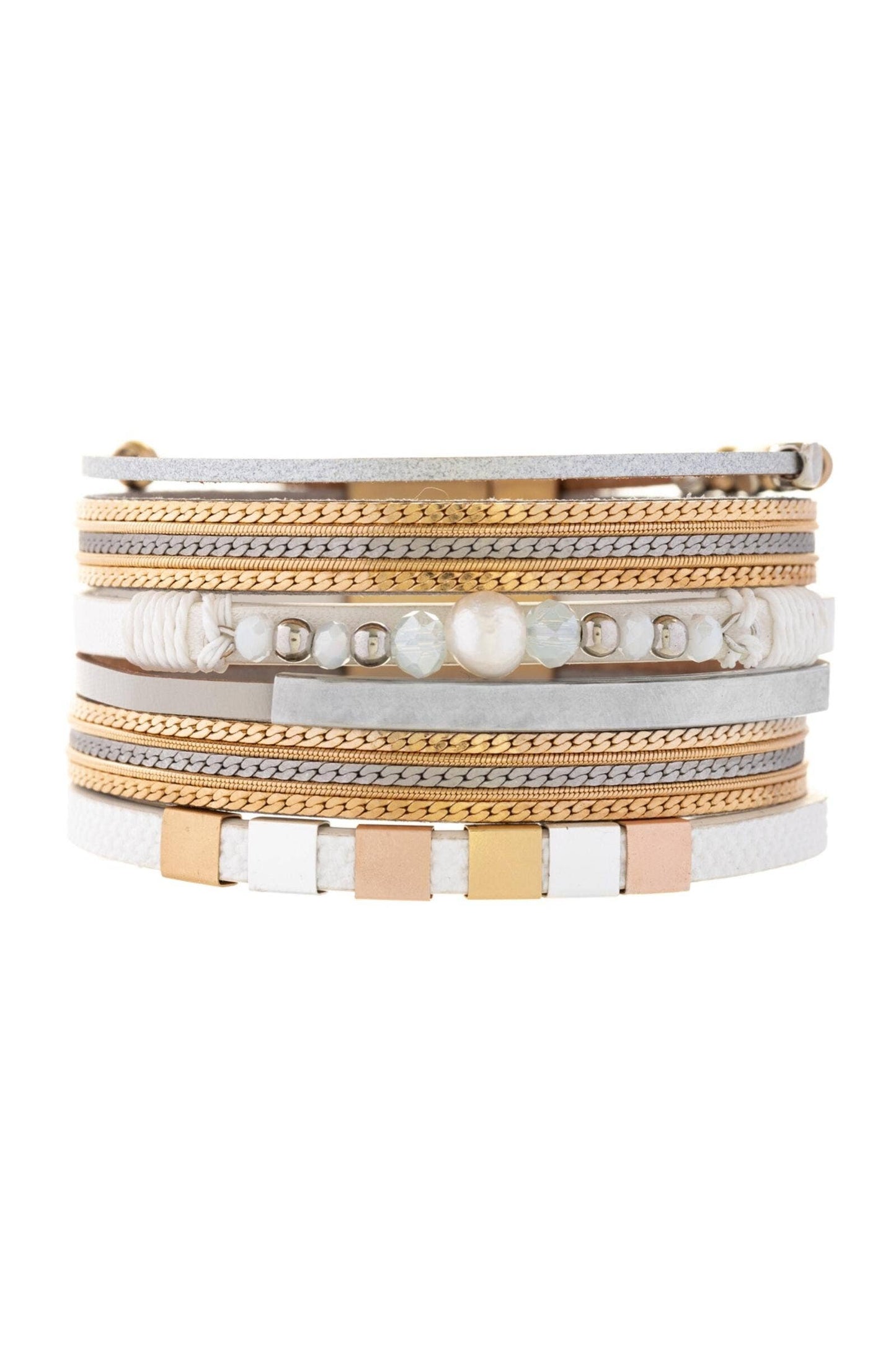 SAACHI - Metallic Beaded Bracelet: Silver