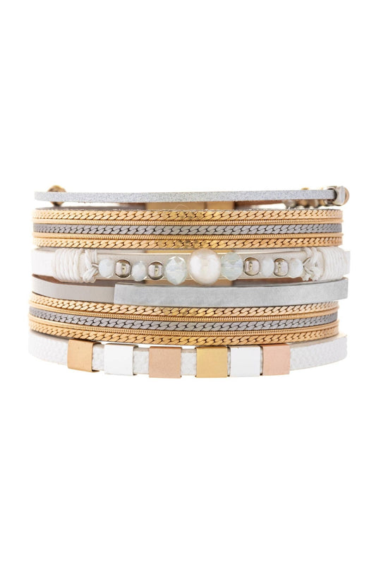 SAACHI - Metallic Beaded Bracelet: White
