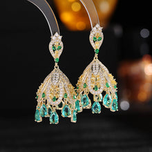 Load image into Gallery viewer, Cici’De Jewelry Amsterdam - Wind Bell-Inspired Royal French Palace Gold-Plated Zirconia: Light blue drop stones