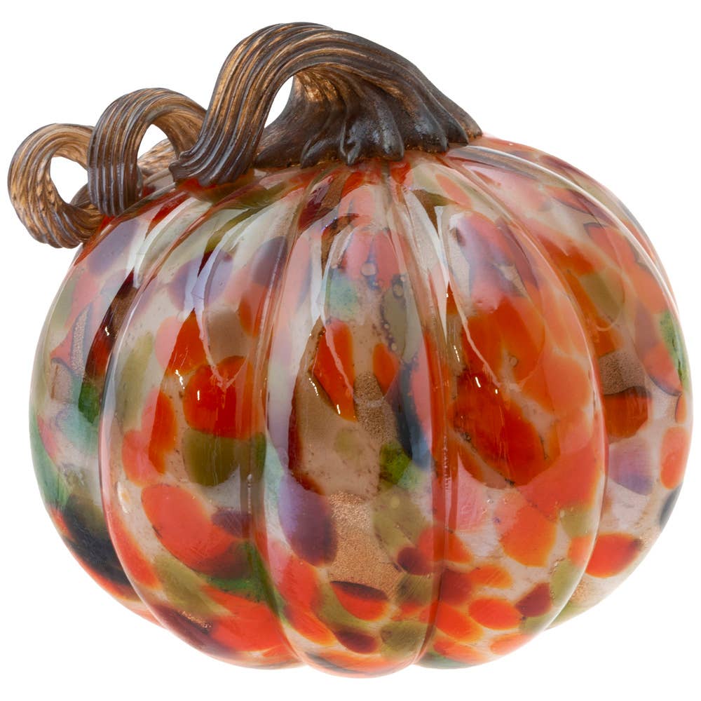 Boston International - 5.5" Dia Orange Confetti Glass Pumpkin Fall