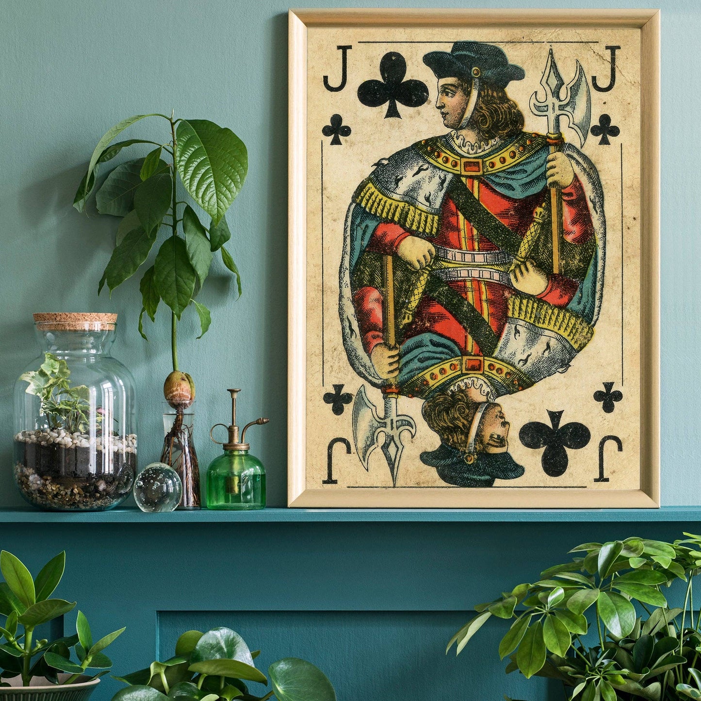 Ink & Drop - Vintage Playing Card Print - Jack of Clubs: 11 ¾ x 15 ¾ in | 30x40 cm / Matte
