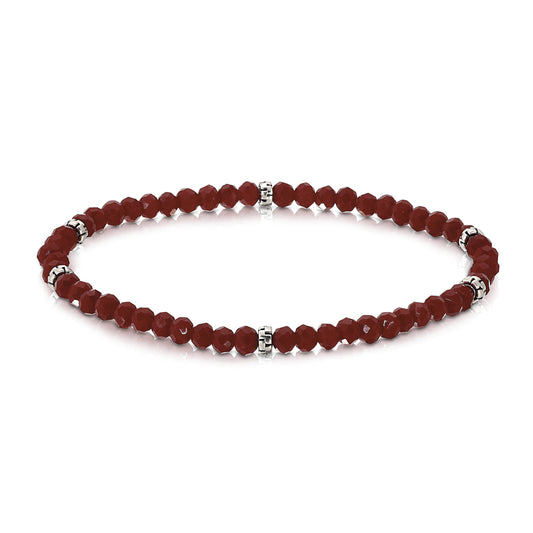My Fun Colors - Mini Crystal Beaded Stretch Bracelet | So Many Great Colors!: Garnet+Silver Accent (MC305S)