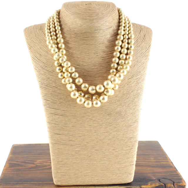 Pretty Persuasions - N23011 Three Layers Large Bead Necklace: GD