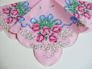 MOMENTS IN THYME - Romantic Lady Keepsake Hanky Card: Pink/Roses