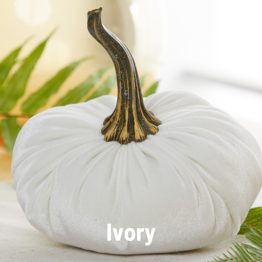 Your Heart's Content - Pumpkin Large Velvet, Fall Decor, Shelf Sitter, Tablescape: Ivory
