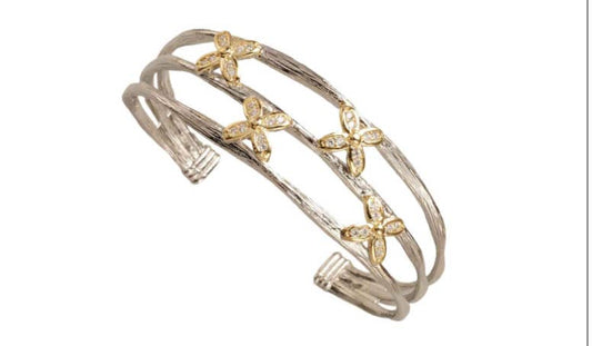 My Best Kept Jewelry - Stainless Steel Flower Station Cuff