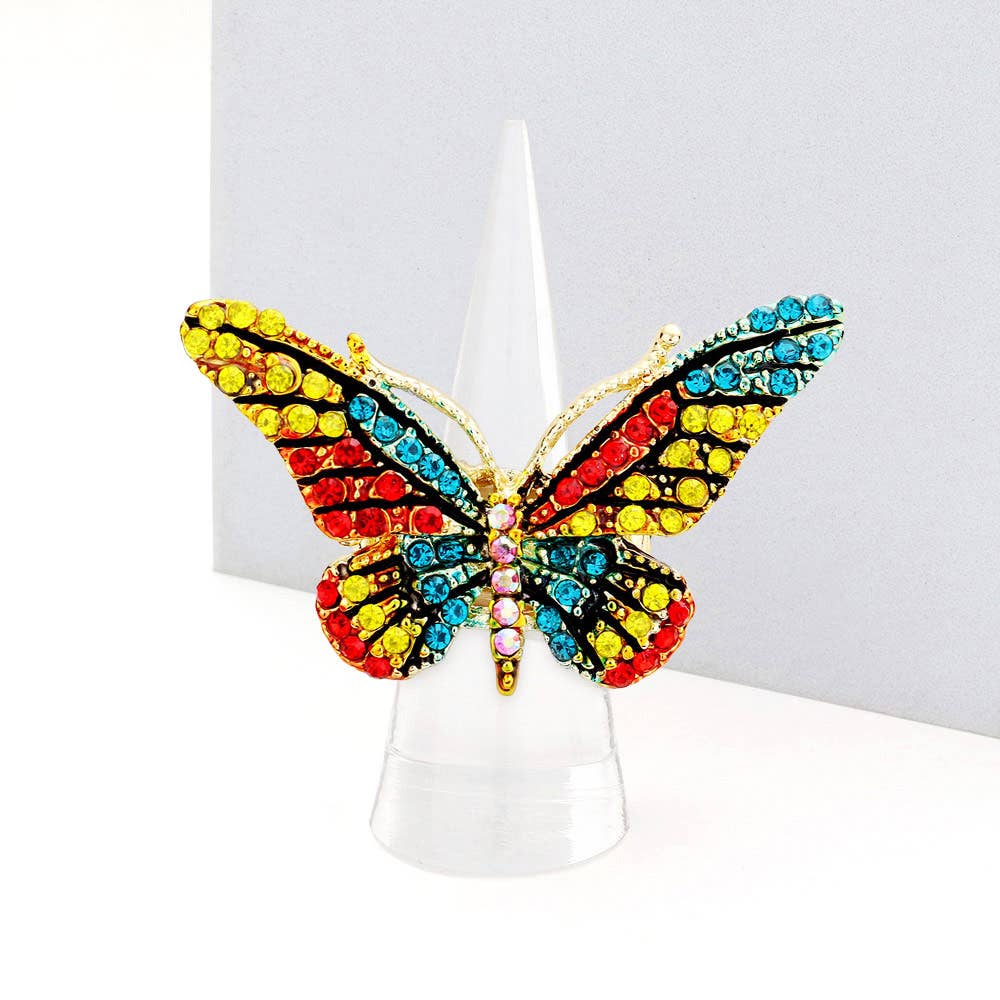Sensibling Corp. - Crystal Pave Butterfly Stretch Ring: BZ