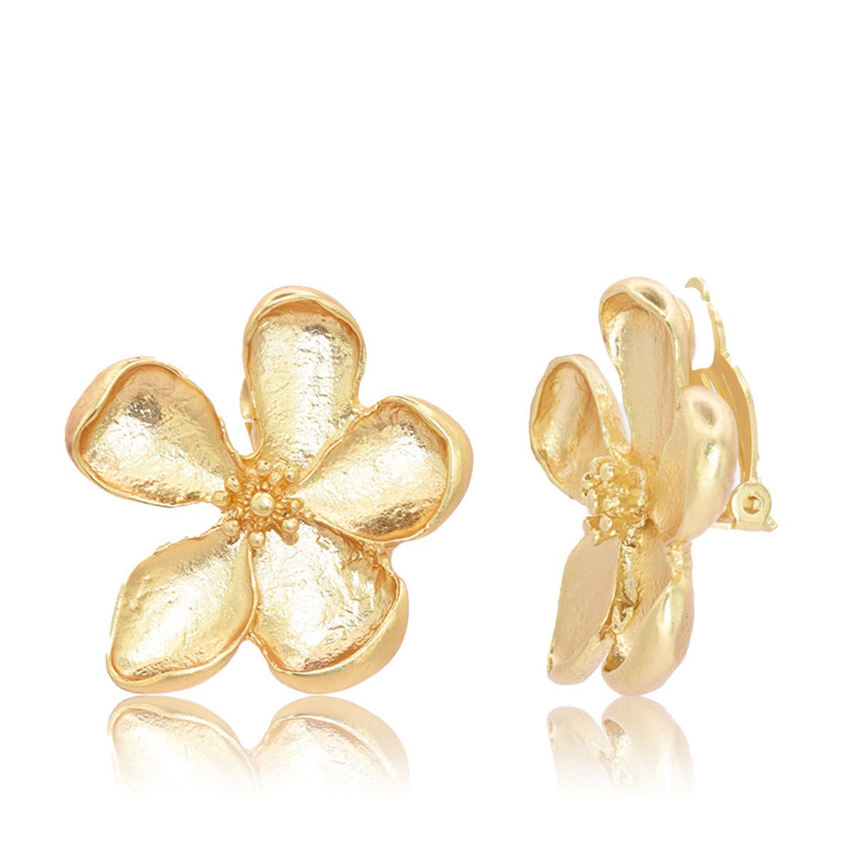 KARINE SULTAN - Large Flower Clip-On Earrings - Large & Eye-Catching