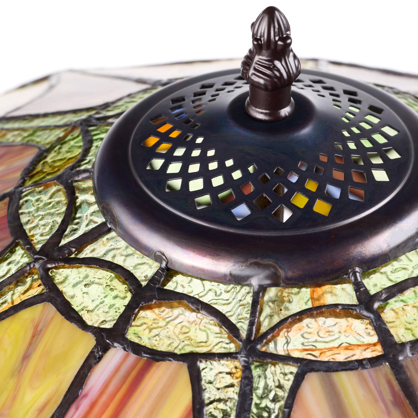 River of Goods - 24.5"H Double Lit Amber Bowl Shade Stained Glass Table Lamp