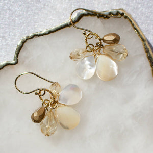 a.v. max - Semi Precious Cluster Earrings: White Pearl