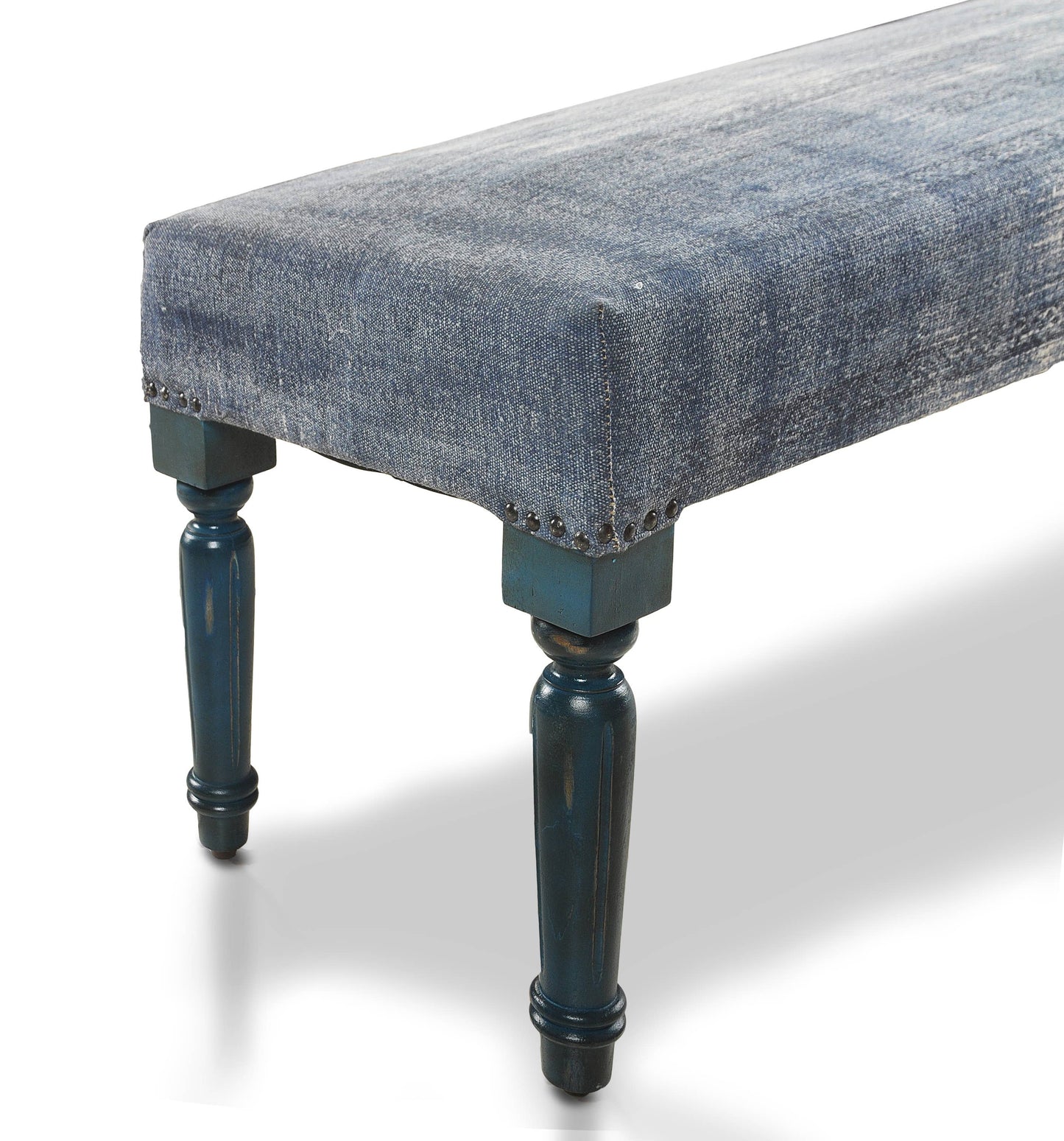 LR Home - Antique Blue Simple Living Indoor Bench: Blue