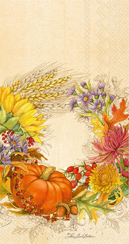 Boston International - Paper Guest Towels 16 ct Beautiful Harvest Fall/Thanksgiving