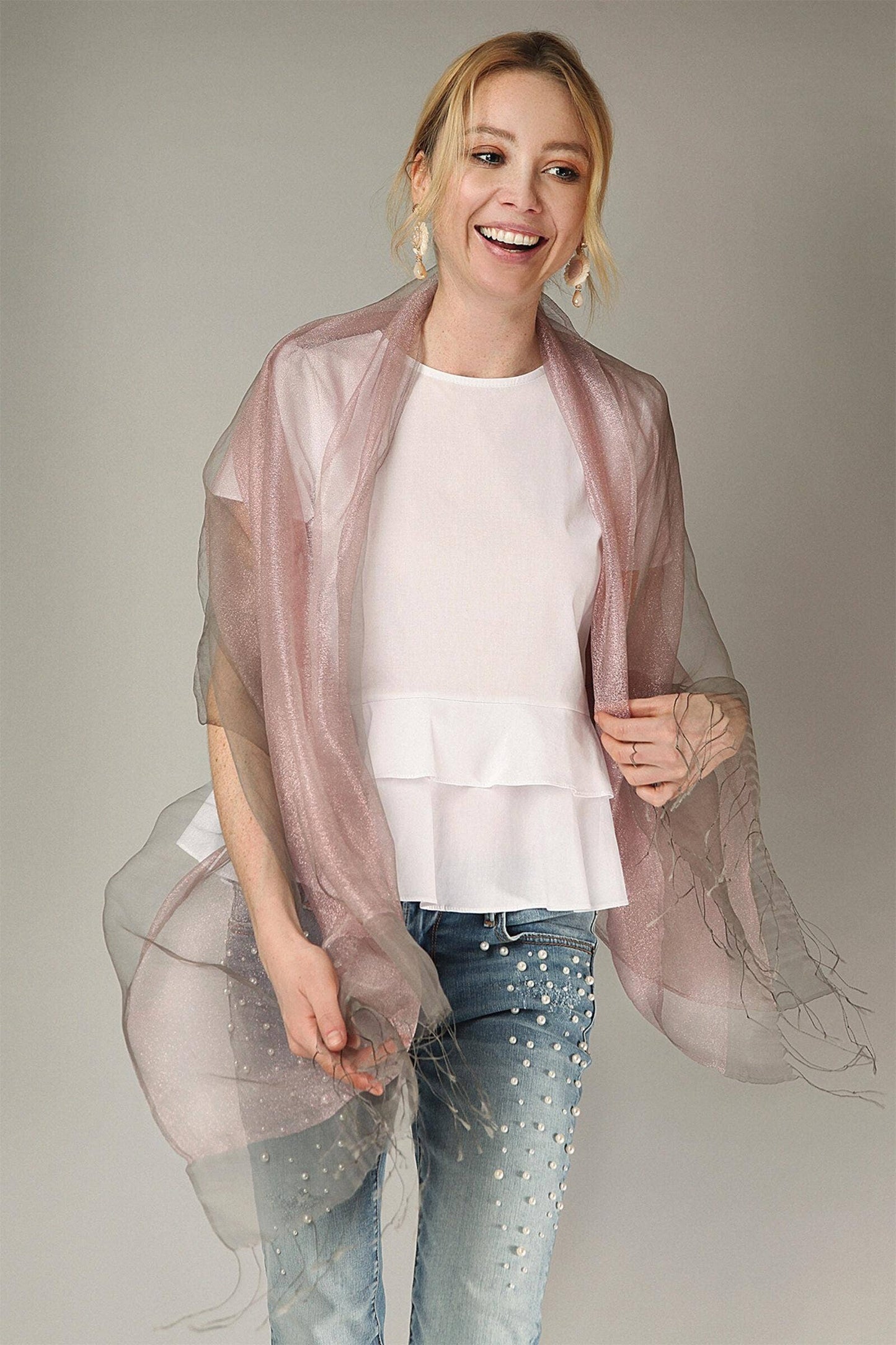 SAACHI - Glitz Silk Scarf: Black