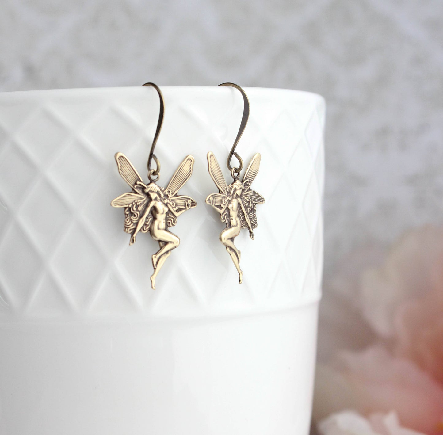 A Pocket of Posies - Fairy Earrings - (more colors): Antiqued Gold Brass