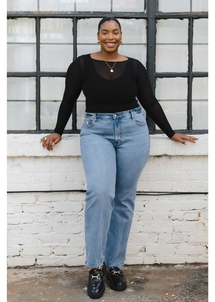 ELIETIAN - Sheer Long Sleeve Top: Curvy