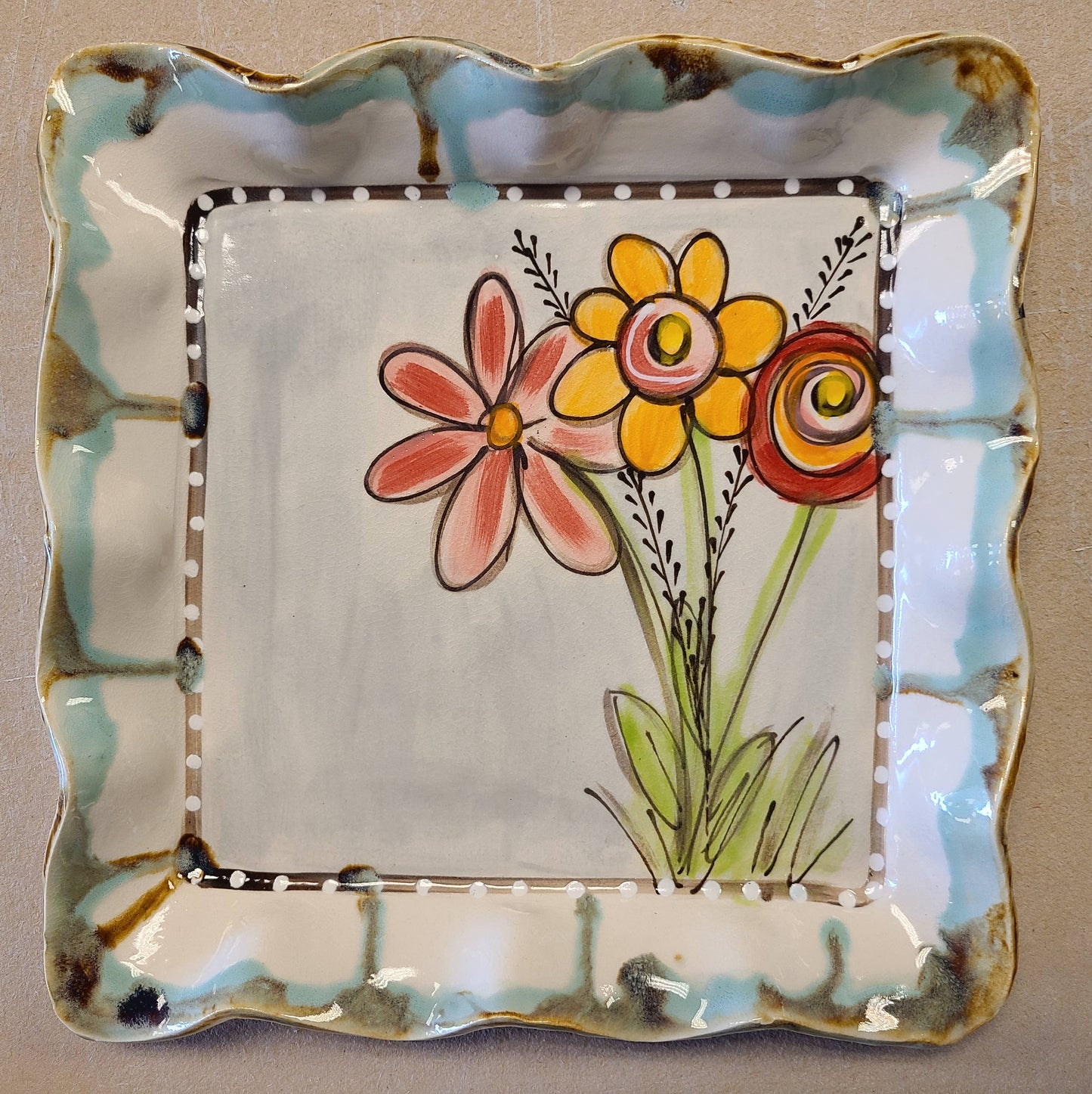 Heartfelt Traditions - Square Platter (Drip Flowers)