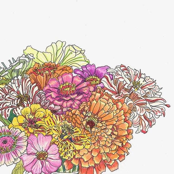 Vivid Cottage - Zinnia Bouquet - card